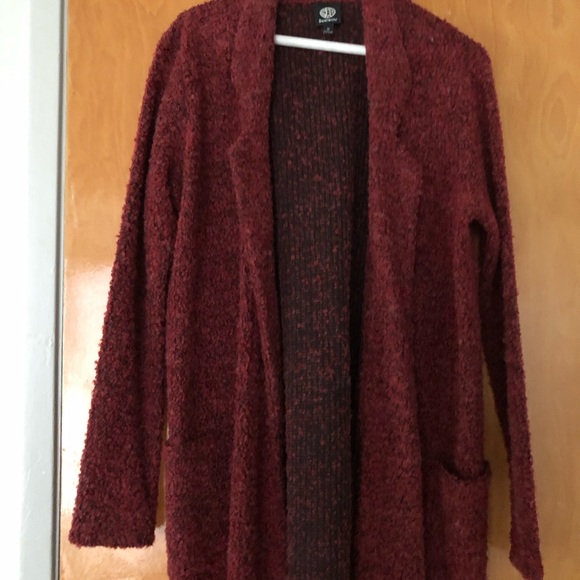 Bobeau Red faux shearling small knit cardigan - Picture 1 of 4